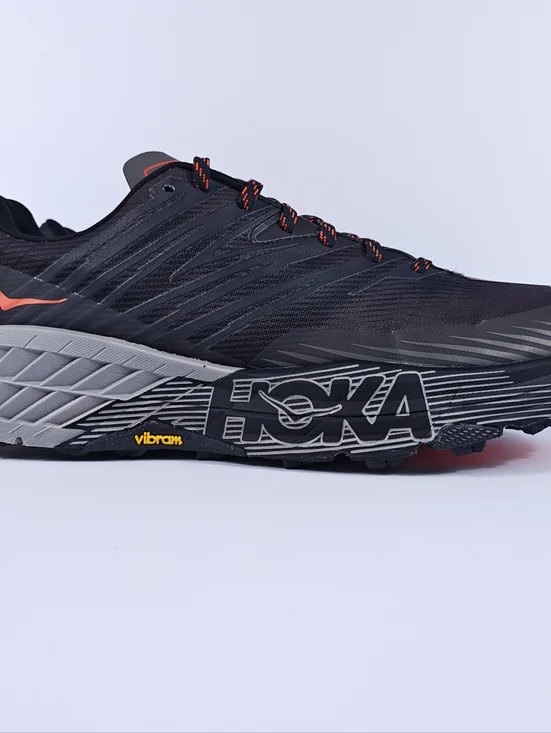 Hoka Speedgoat 4 Mens 11 Trail Hiking Running Shoes Vibram Cushioned Black - Picture 8 of 16